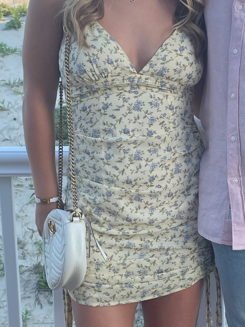 Floral Yellow Spaghetti-Strap Dress